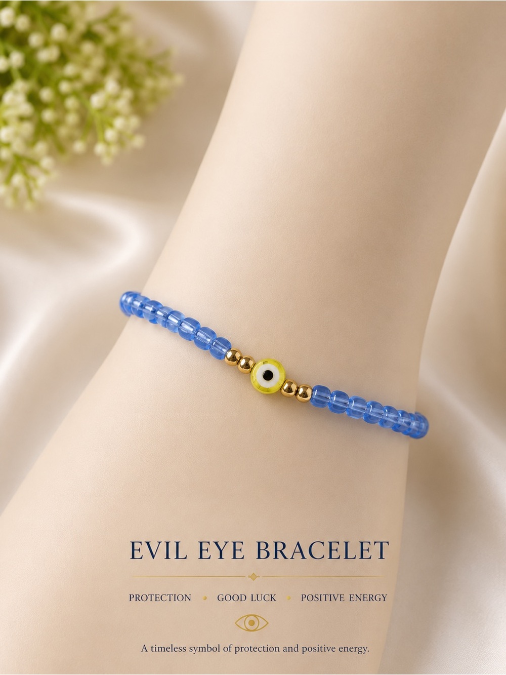 Blue Evil Eye Beaded Bracelet - Protection & Good Luck #07